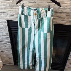 Maeve ‘the Colette’ Green and White Striped  Pants